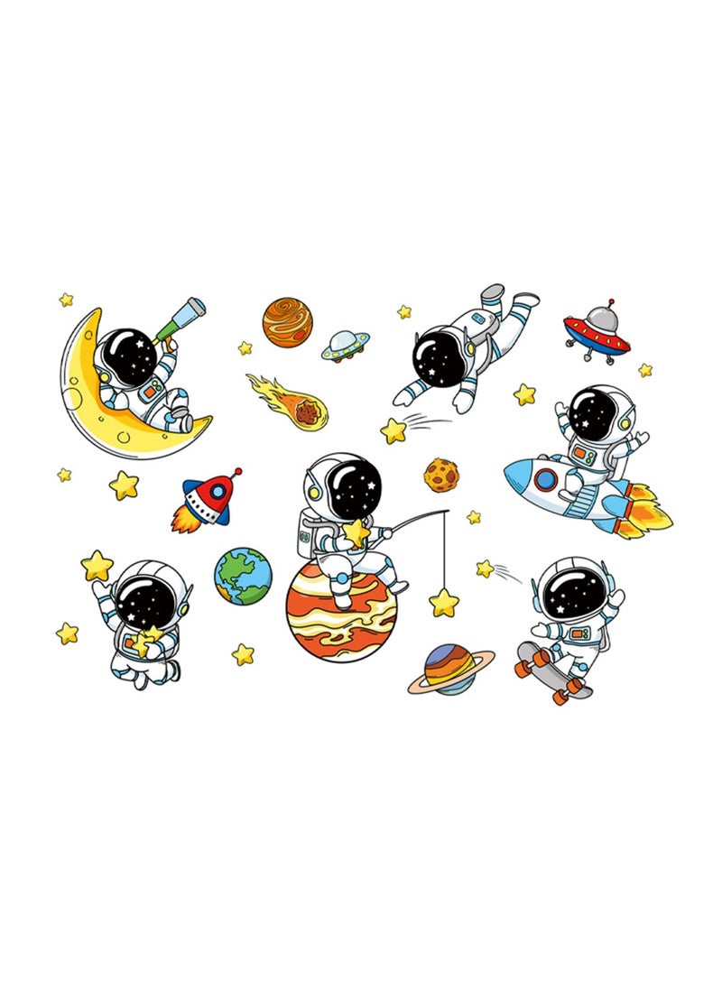 Y&D Lovely Astronauts and Planet Wall Decals, Universe Stars Sticker, Space Art Clings, Removable Vinyl Stickers For Nursery, Living Room, Bedroom, TV Sofa Background Decoration Murals  - Image 5