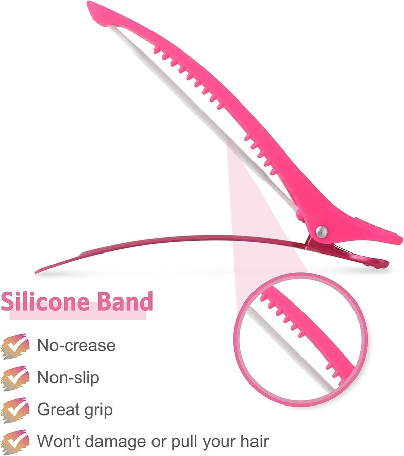 AIMIKE 12pcs Hair Clips Set - No Crease Duck Billed Clips with Silicone Band for Styling, Cutting, and Sectioning Salon Hair - Image 3