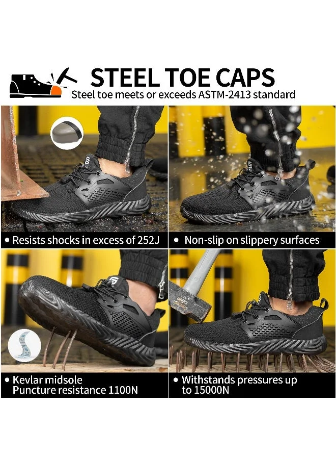 SLIMTA SLIMTA Safety Shoes for Men and Women, Steel Toe Boots, Lightweight Breathable Work Sneakers, Non-Slip Puncture Proof Industrial Protective Footwear