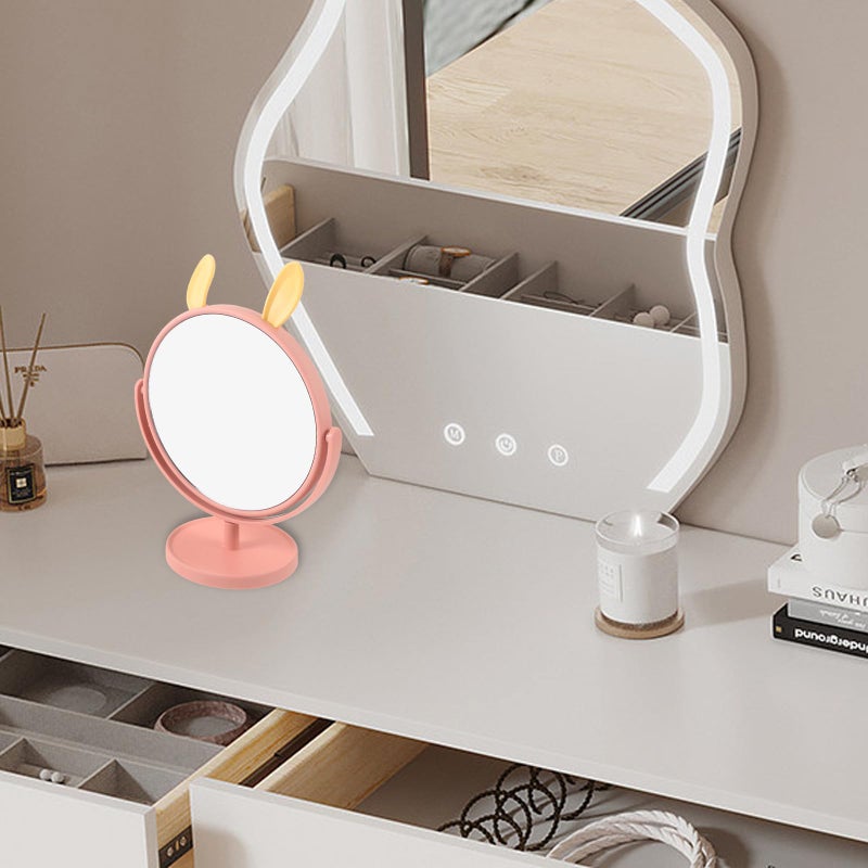 Bunny Shaped Vanity Mirror with Storage for Desk Dorm and Office - Image 4