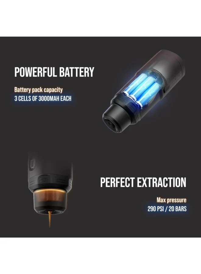 واكاكو PIXAPRESSO - Electric Portable Espresso Machine – Compact, Lightweight, Barista-Quality Coffee Maker for Travel, Home, Office – Perfect for Fresh Espresso Anytime, Anywhere - Dark Burgundy