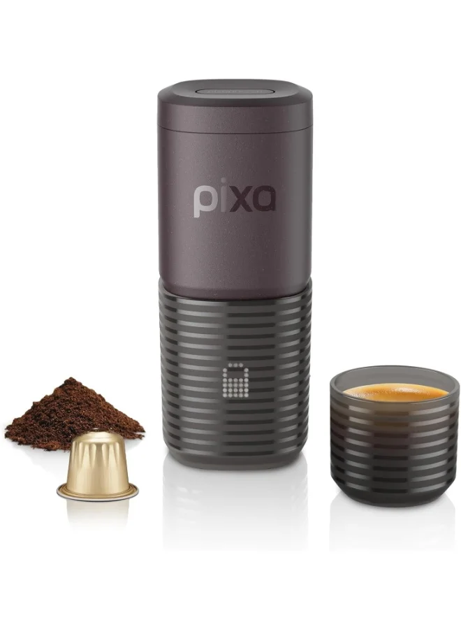 واكاكو PIXAPRESSO - Electric Portable Espresso Machine – Compact, Lightweight, Barista-Quality Coffee Maker for Travel, Home, Office – Perfect for Fresh Espresso Anytime, Anywhere - Dark Burgundy