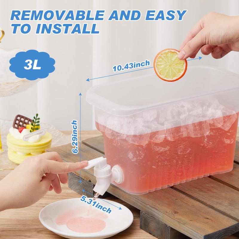 Hoolerry 4 Pack 0.8 Gallon Drink Dispenser for Fridge with Spigot Plastic Beverage Dispenser for Juice Lemonade Iced Tea Water Refrigerator Drink Container for Parties - Image 2