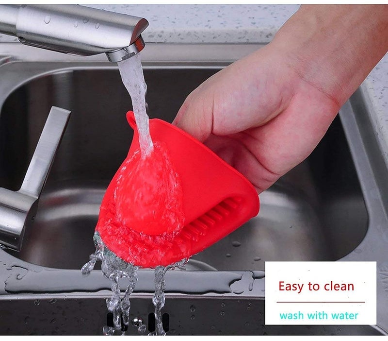 Trust Enterprise Hub Silicone Oven Mitts Heat Resistant Kitchen Gloves Mini Pot Holders Green Set of 2  - Image 3