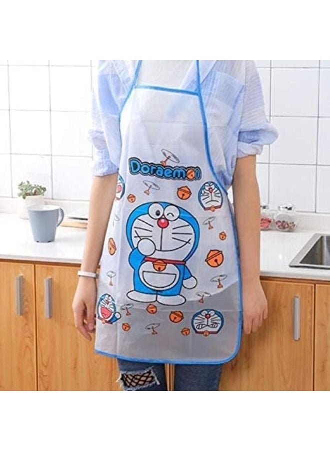 Cartoon design kitchen apron, multi-purpose waterproof, for boys and girls Children's apron, from 4 years old for children and women + 6 clay colors, 5 cutters, and a palette of 12 water colors (blue - Image 1