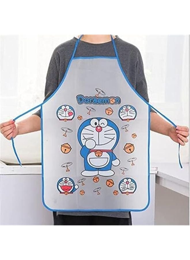Cartoon design kitchen apron, multi-purpose waterproof, for boys and girls Children's apron, from 4 years old for children and women + 6 clay colors, 5 cutters, and a palette of 12 water colors (blue - Image 2