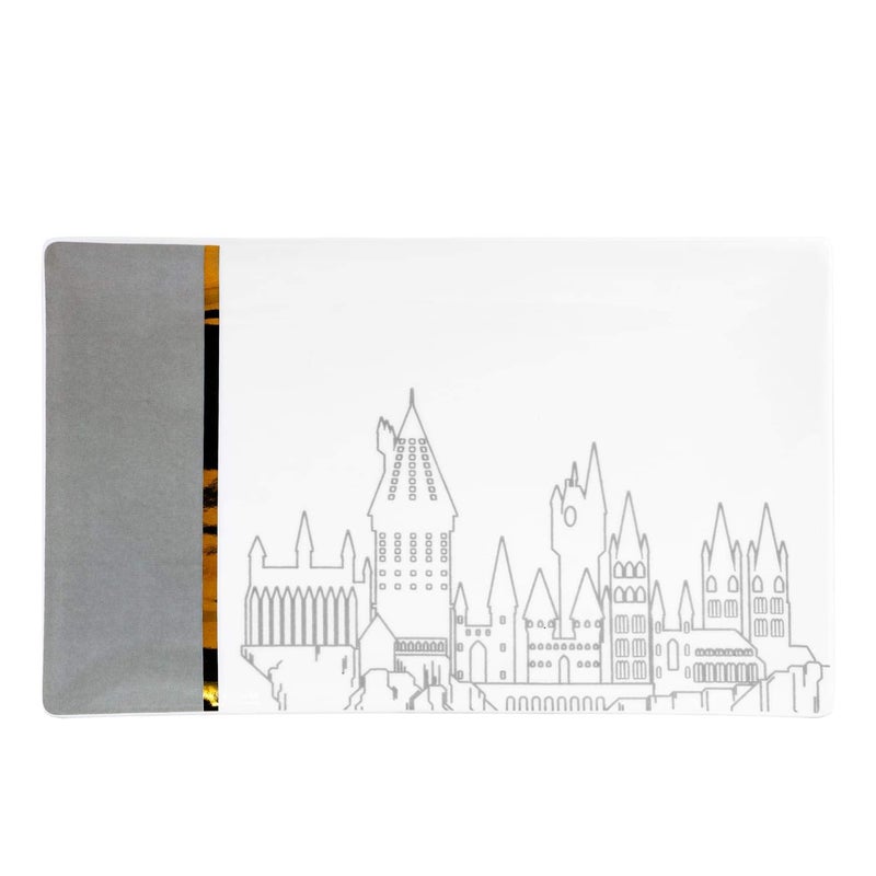 Harry Potter Hogwarts Grey & Gold Ceramic Serving Platter - Image 1