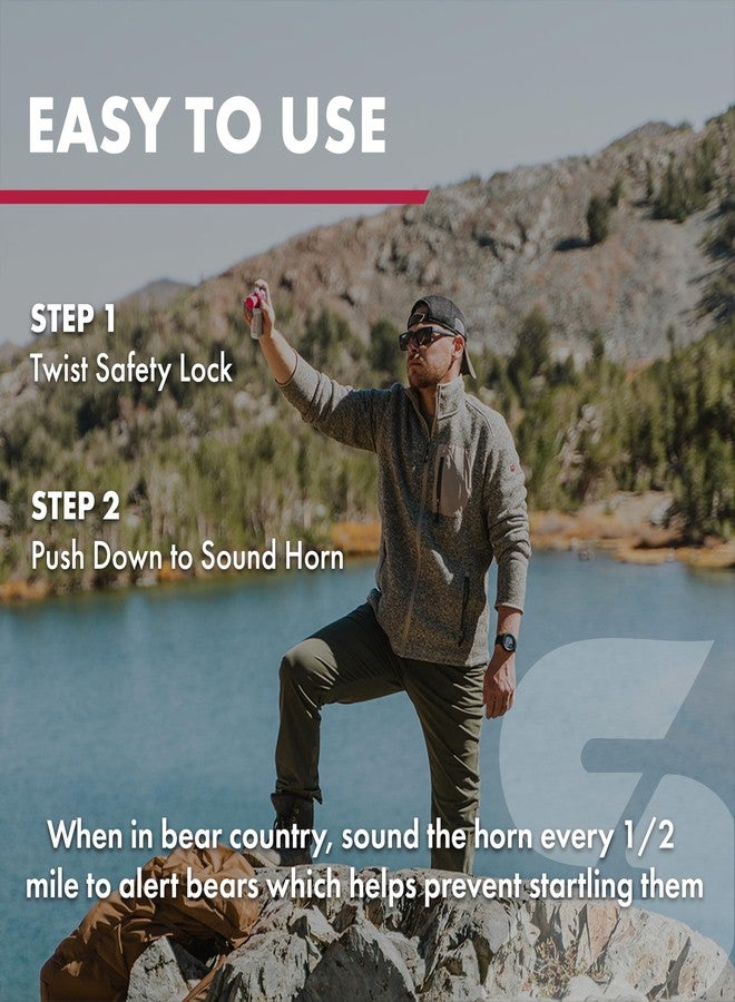 SABRE Frontiersman Bear Horn, Extremely Loud 130dB Sound Heard Up to ½ Mile (805 m) Away, 60 1/4-Second Bursts, Warn Bears & Give Them a Chance to Leave, On/Off Feature, Compact Size for Easy Carry - Image 4