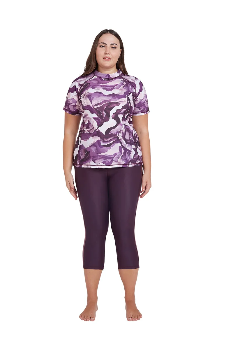 COEGA SUNWEAR  COEGA Ladies  Rashguard Short Sleeve - Dusky Purple Textures for Women | Best Price UAE