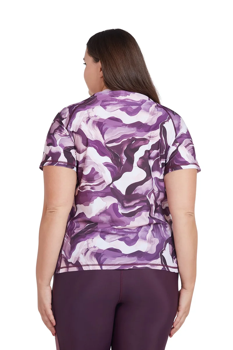 كويجا صن وير COEGA Ladies  Rashguard Short Sleeve - Dusky Purple Textures