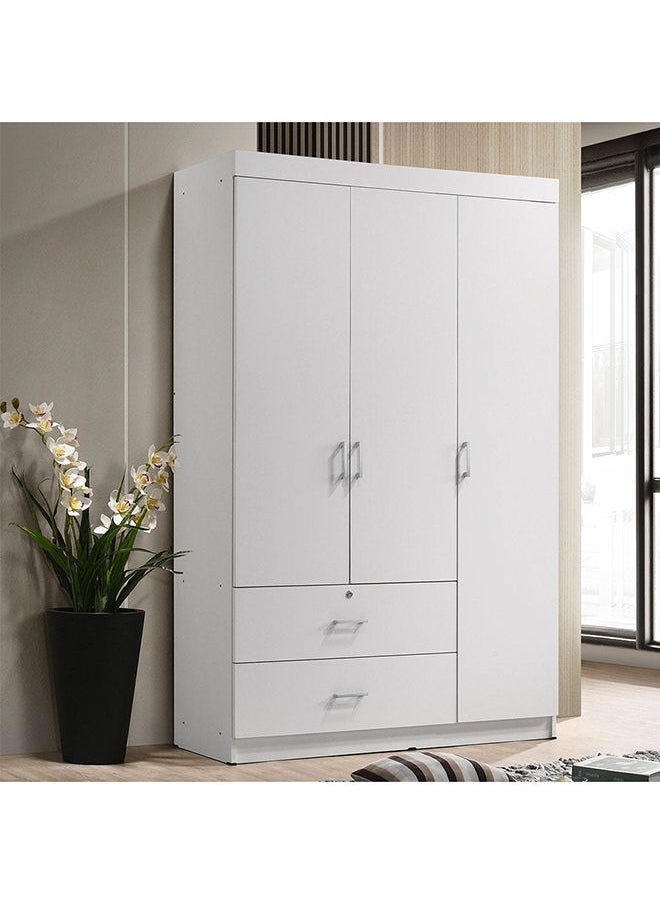 DANUBE HOME Selva 3 Door + 2 Drawer Wardrobe For Hanging Clothes Extra Sturdy Rack Storage Organiser Modern Design Space Saving Cabinets For Bedroom L 120 x W 42 x H 181 cm White  - Image 3