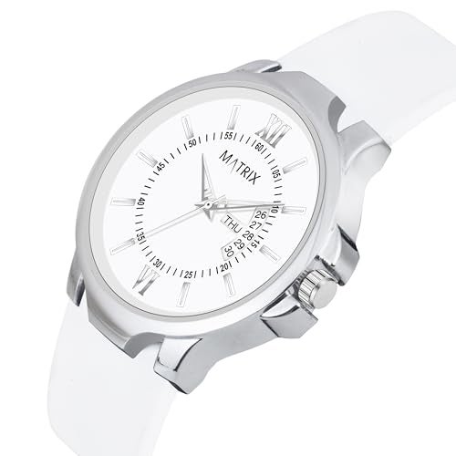 Matrix Antique 2.0 Day & Date Softest Silicone Strap Analog Watch for Men & Boys (White) - Image 4