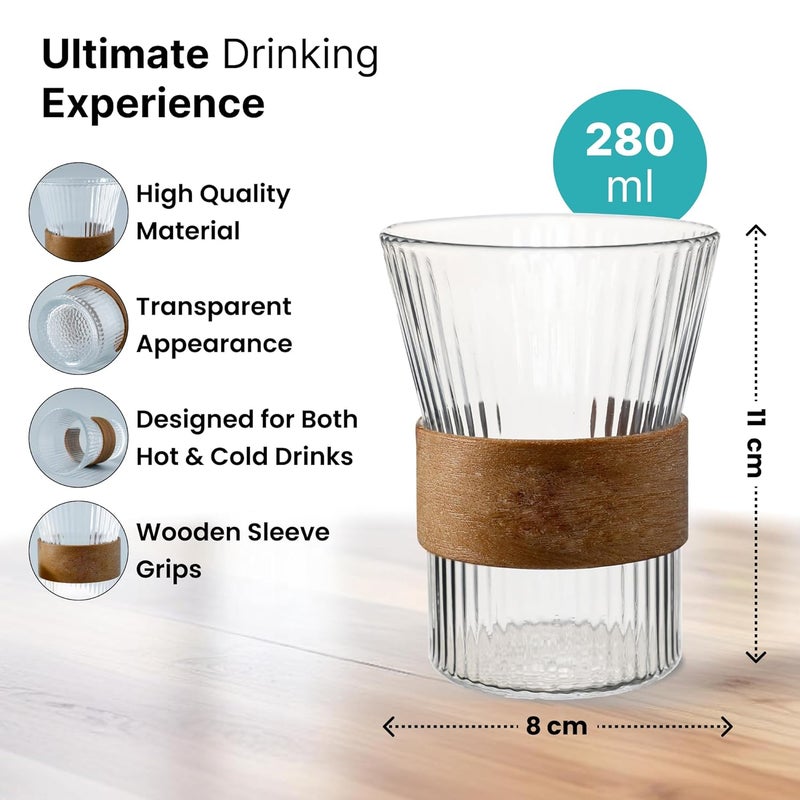 The Better Home The Better Home Glass Tea and Coffee Mugs Pack of 2280ml EachLeadFree Glass Cups with Anti Slip Leather Sleeves for Hot Cold Beverages Mugs for CoffeeTea Cup SetHouse Warming Gifts for Home - Image 4