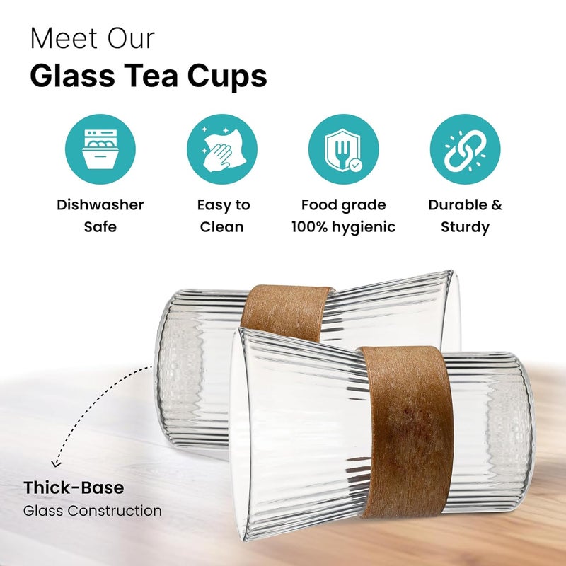 The Better Home The Better Home Glass Tea and Coffee Mugs Pack of 2280ml EachLeadFree Glass Cups with Anti Slip Leather Sleeves for Hot Cold Beverages Mugs for CoffeeTea Cup SetHouse Warming Gifts for Home - Image 3
