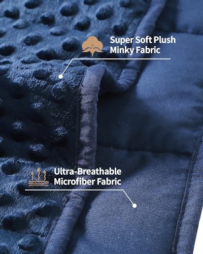 Mr. Sandman Weighted Blanket for Adults Queen, Minky Heavy Blanket for Woman,Man Sleeping/Calm, Soft and Cozy Weighted Throw Blankets, Machine Washable, 60 x 80in, 15 lbs, Navy Blue - Image 3