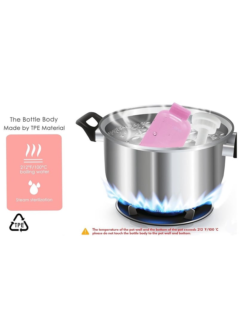 Peri Bottle Travel Shattaf, Portable Travel Bidet with Carry Bag,TPE Material Can Be Boiled, 500ml Capacity with 2 Sealing Ring,Essentials for Postpartum Perineal Care,Hemorrhoid Treatment Pink - Image 5