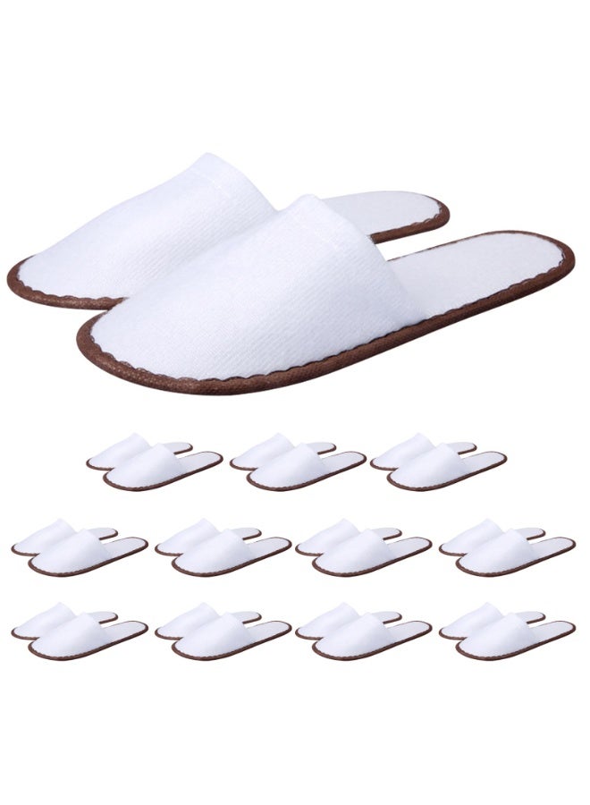 10 Pairs Disposable Spa Slippers Fluffy Closed Toe Spa Slippers for Hotel, Home, Guest Use, Fits up to US Men and Women  - Image 1