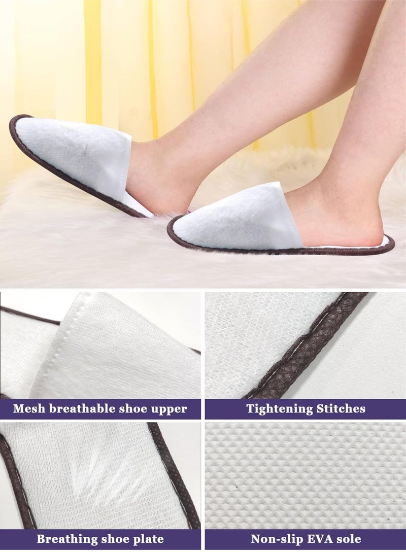 10 Pairs Disposable Spa Slippers Fluffy Closed Toe Spa Slippers for Hotel, Home, Guest Use, Fits up to US Men and Women  - Image 3