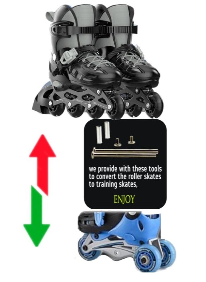 Draxon Roller Skates for Kids Adjustable with Light Up Wheels, Fun Illuminating for Boys Girls, Rollerskates for Kids Beginners, Suitable for Indoor Outdoor (Model-309-Black)  - Image 2