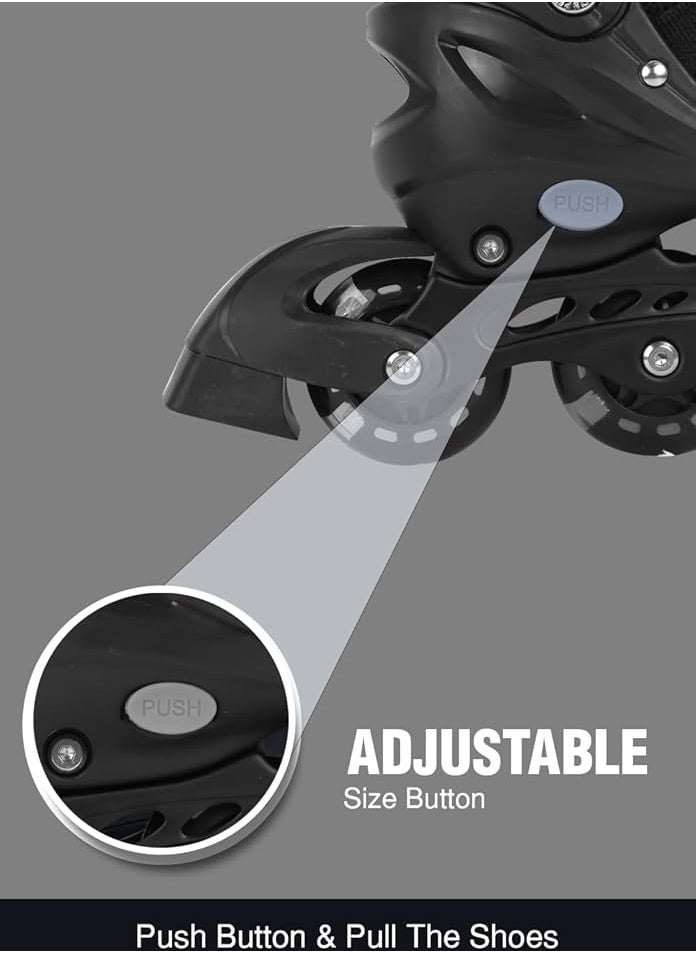 Draxon Roller Skates for Kids Adjustable with Light Up Wheels, Fun Illuminating for Boys Girls, Rollerskates for Kids Beginners, Suitable for Indoor Outdoor (Model-309-Black)  - Image 4