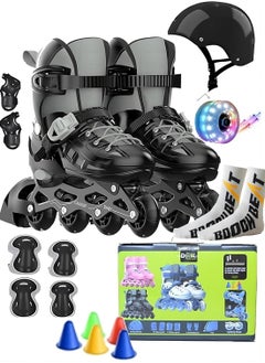 Draxon Roller Skates for Kids Adjustable with Light Up Wheels, Fun Illuminating for Boys Girls, Rollerskates for Kids Beginners, Suitable for Indoor Outdoor (Model-309-Black)  - Image 1
