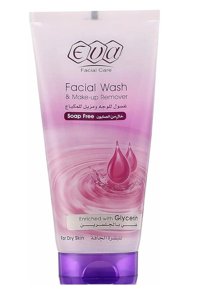 Eva Cosmetics Eva Facial Wash And Make-Up Remover Enriched With Glycerin For Dry Skin 150ml