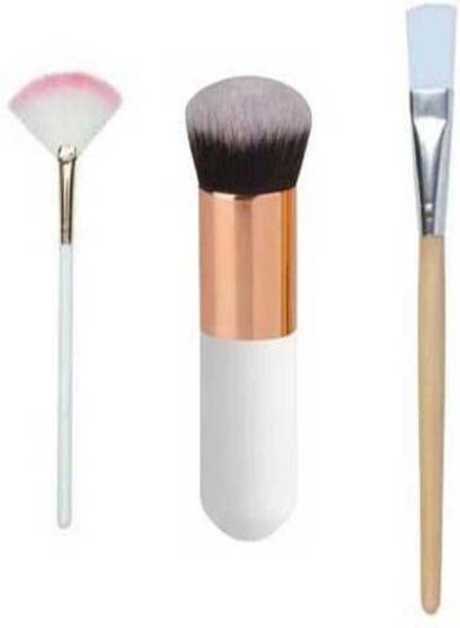 DATNASAYAD مجموعة DATNASAYAD من فرشاة المروحة لمكياج الوجه الهايلايتر وفرشاة الأساس وفرشاة قناع الوجه (عبوة من 3) - Image 1
