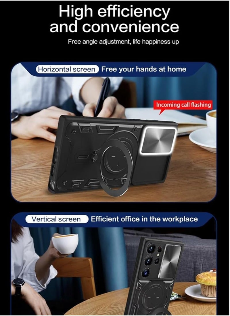 Generic Case for Infinix Note 50 Pro[Built-in Kickstand] Magnetic Rotate Ring Holder Heavy Duty TPU+PC Shockproof Protect Phone Case -Black  - Image 3