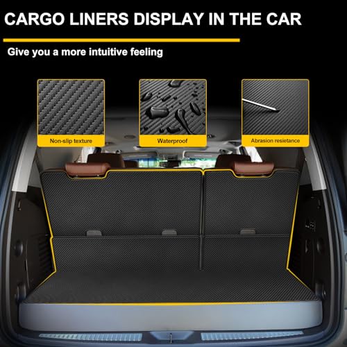 TTX LIGHTING Trunk Mat & Backrest Mat for 2015-2020 Chevrolet Tahoe/GMC Yukon(Not for XL) - Custom Fit PU Leather Cargo Liner - All Weather Cargo Mats for Chevy Tahoe/GMC Yukon 2015-2020 - Image 5