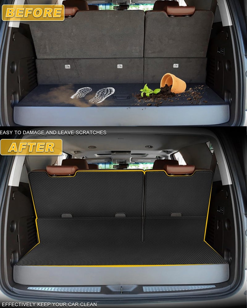 TTX LIGHTING Trunk Mat & Backrest Mat for 2015-2020 Chevrolet Tahoe/GMC Yukon(Not for XL) - Custom Fit PU Leather Cargo Liner - All Weather Cargo Mats for Chevy Tahoe/GMC Yukon 2015-2020 - Image 2