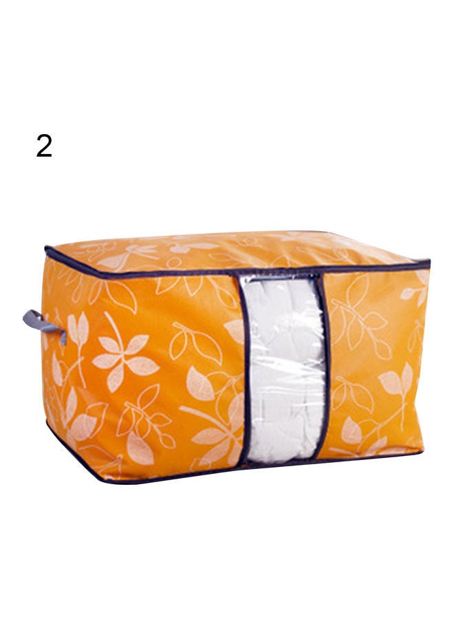 NIBEMINENT Foldable Leaf Print Cloth Storage Organizer Orange/White
