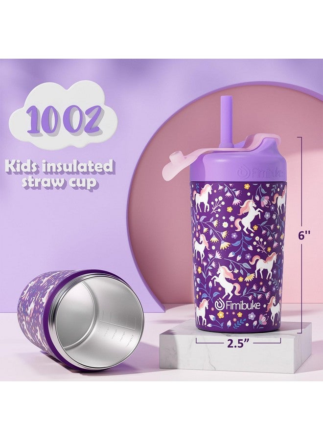 Fimibuke Kids & Toddler Cups, 10 OZ Spill Proof Straw Cups for Toddlers, 2 Pack Leak-Proof Kid Insulated Tumbler with Screw-On Lid & Silicone Straw with Stopper, Stainless Steel Sippy Cup for Girl Boy - Image 4