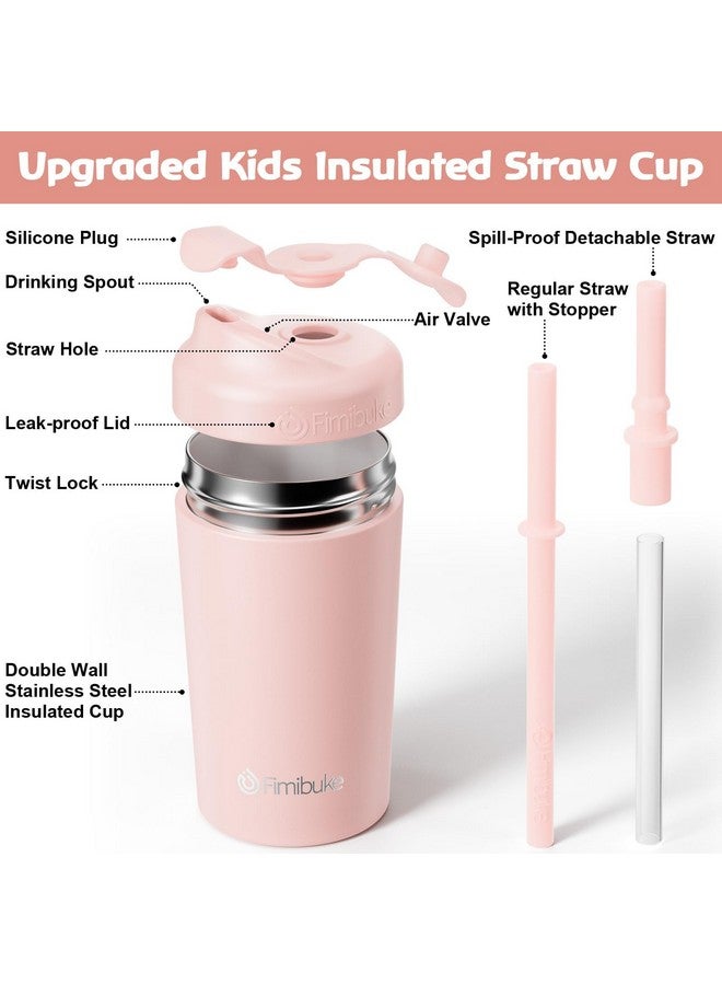 Fimibuke Kids & Toddler Cups, 10 OZ Spill Proof Straw Cups for Toddlers, 2 Pack Leak-Proof Kid Insulated Tumbler with Screw-On Lid & Silicone Straw with Stopper, Stainless Steel Sippy Cup for Girl Boy - Image 2