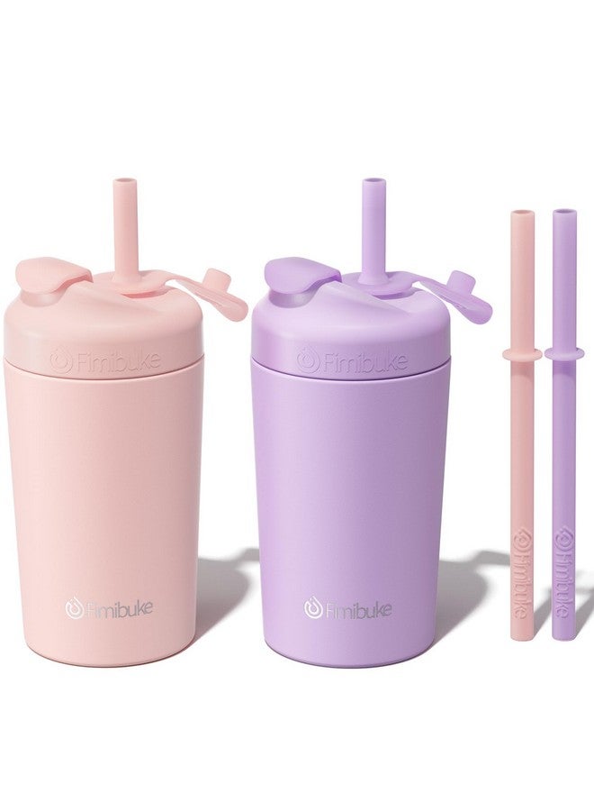 Fimibuke Kids & Toddler Cups, 10 OZ Spill Proof Straw Cups for Toddlers, 2 Pack Leak-Proof Kid Insulated Tumbler with Screw-On Lid & Silicone Straw with Stopper, Stainless Steel Sippy Cup for Girl Boy - Image 1