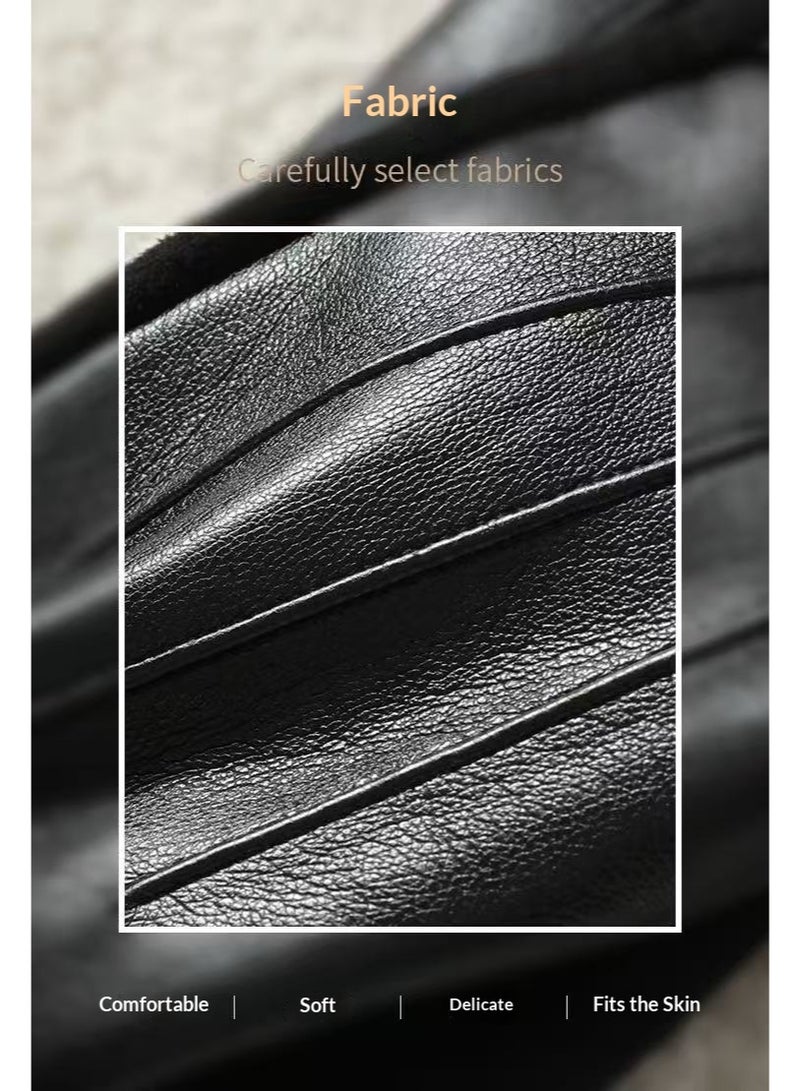 قفازات جلدية نسائية شتوية مبطنة دافئة مع خاصية اللمس للشاشة، مضادة للرياح والبرد، مناسبة للقيادة والاستخدام الخارجي - Image 2