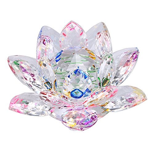 OwnMy Sparkle Crystal Lotus Flower Hue Reflection Feng Shui Home Decor with Gift Box (3 Inch/ 80MM) - Image 1