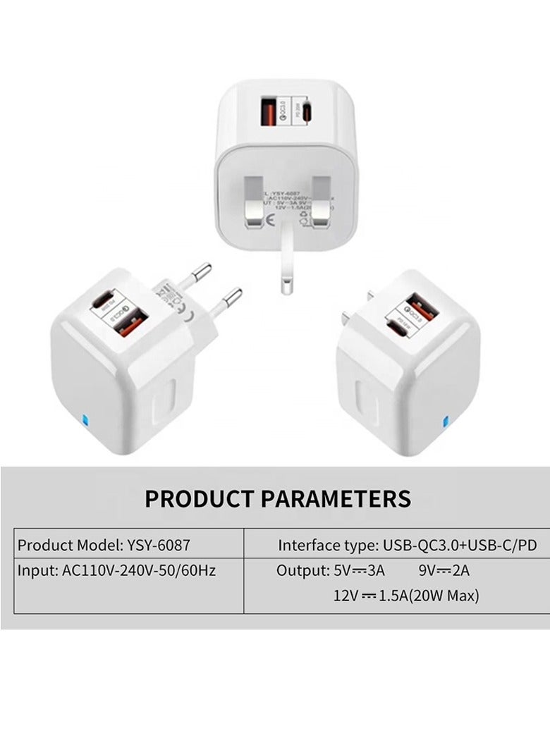 General 20W USB C PD Fast Charger, Dual Port Type-C QC3.0 Wall Adapter, compatible with iPhone 13/12/12 Mini/12 Pro/12 Pro Max,AirPods Pro (Without Cable, White)  - Image 5