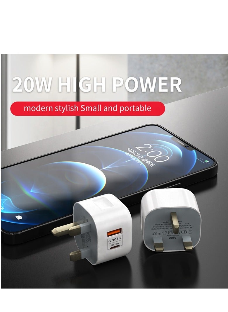 General 20W USB C PD Fast Charger, Dual Port Type-C QC3.0 Wall Adapter, compatible with iPhone 13/12/12 Mini/12 Pro/12 Pro Max,AirPods Pro (Without Cable, White)  - Image 2