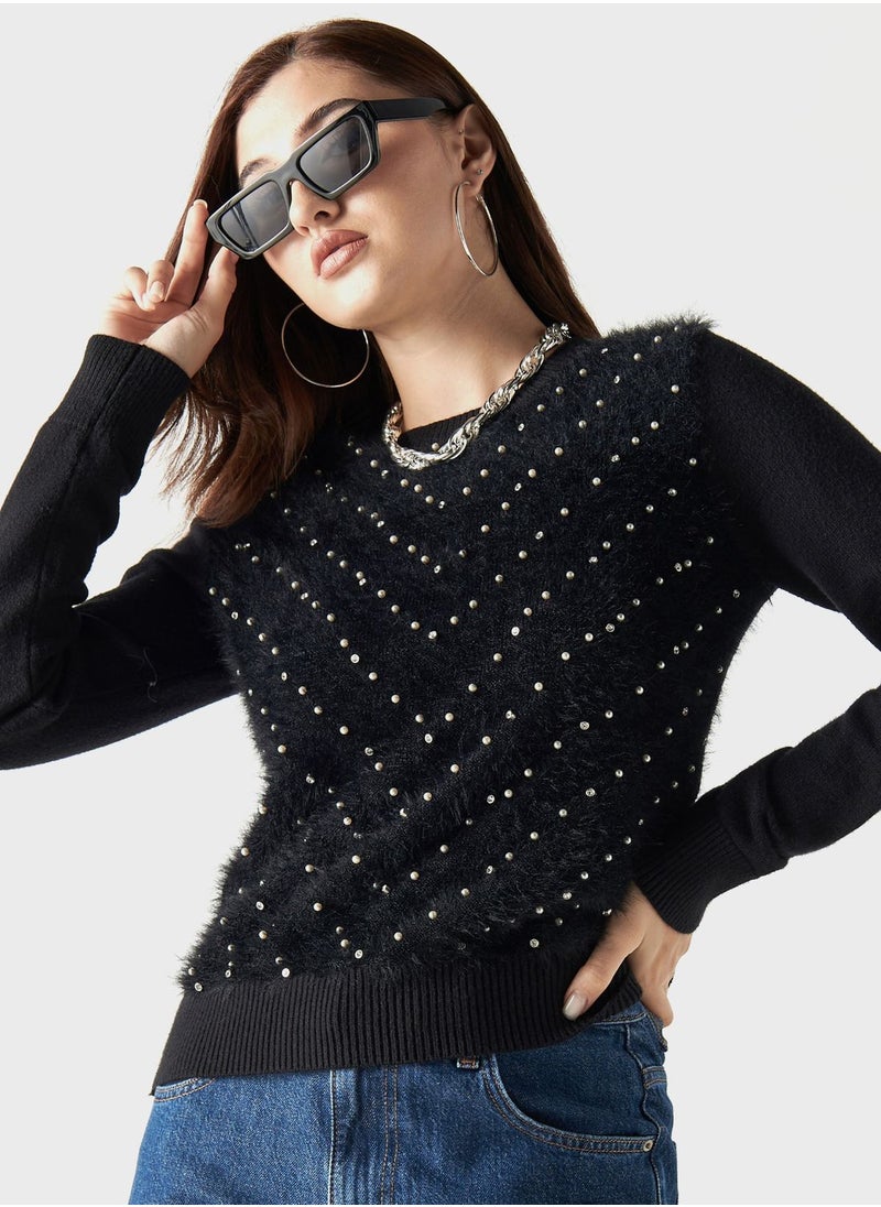 2Xtremz - Embellished Crew Neck Sweater - Image 1
