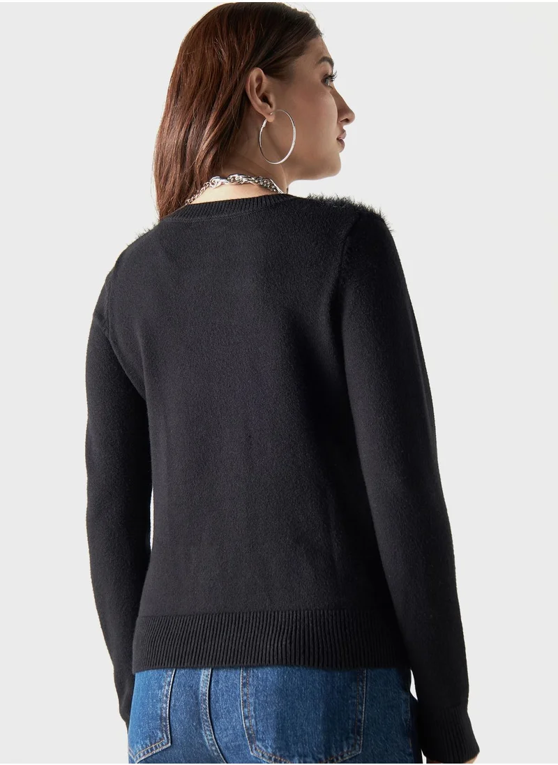 تواكستريمز Embellished Crew Neck Sweater