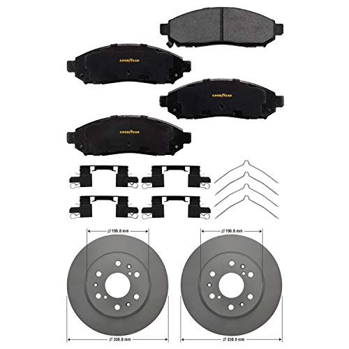 Goodyear Anti Ox Polished Front Brake Kits Rotors & Ceramic Pads For Cadillac,Chevrolet,GMC & More PRK47702F - Image 1