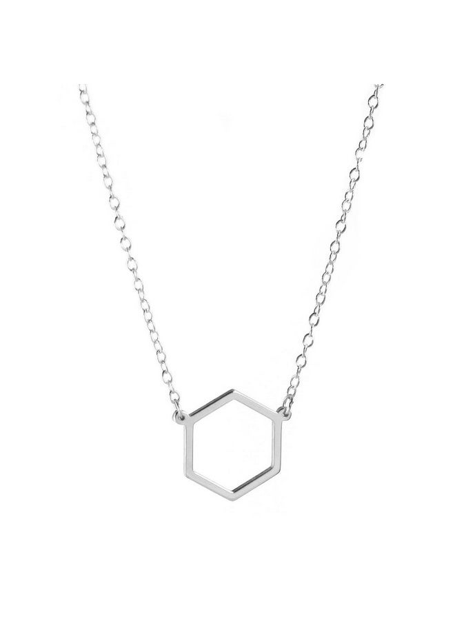Deidreamers - Sterling Silver Hexagon Necklace (Silver) - Image 1