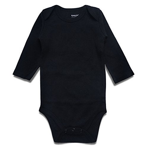 ROMPERINBOX Unisex Solid Baby Bodysuit 0-24 Months (6-9 months, Black long sleeve) - Image 2