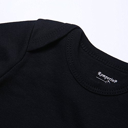 ROMPERINBOX Unisex Solid Baby Bodysuit 0-24 Months (6-9 months, Black long sleeve) - Image 3