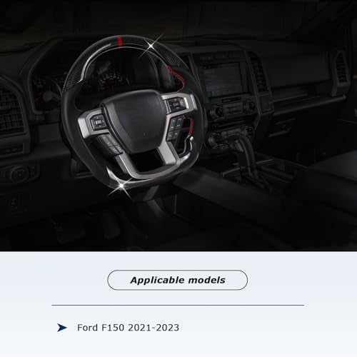 VOONKE Real Carbon Fiber Steering Wheel For Ford F150 2021-2023 D-shaped Nappa Perforated Leather Flat-bottom Steering Whee-Without Paddle Shifter - Image 5