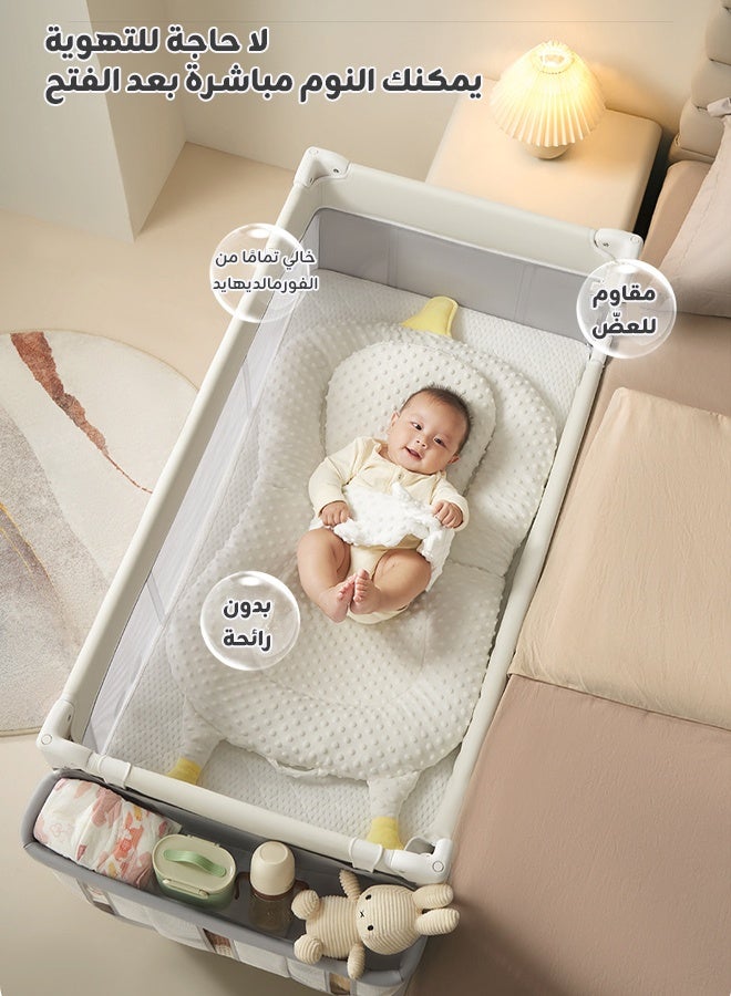 hibobi Portable Folding Bedside Crib for Newborns - Multifunctional Baby Bassinet, Cradle, and Sleeping Basket with Mobile. - Image 3