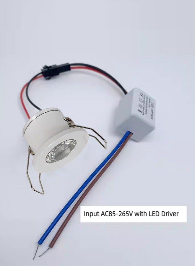 أضواء كاشفة صغيرة غائرة LED مصباح سقف 3 وات مع تحويل منفصل AC85-265V للاستخدام المنزلي الداخلي، خزانة الملابس، خزانة النبيذ، ضوء صغير للعمل الفني، مصابيح DIY (قشرة بيضاء، لون أبيض دافئ) 2 حزمة - Image 2