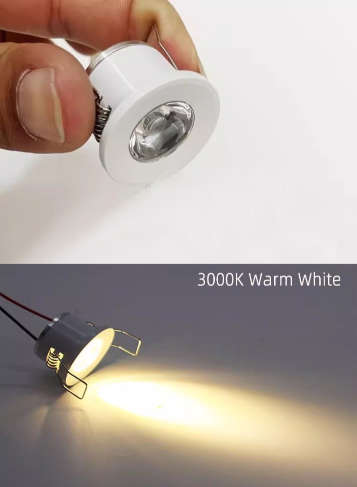 أضواء كاشفة صغيرة غائرة LED مصباح سقف 3 وات مع تحويل منفصل AC85-265V للاستخدام المنزلي الداخلي، خزانة الملابس، خزانة النبيذ، ضوء صغير للعمل الفني، مصابيح DIY (قشرة بيضاء، لون أبيض دافئ) 2 حزمة - Image 5