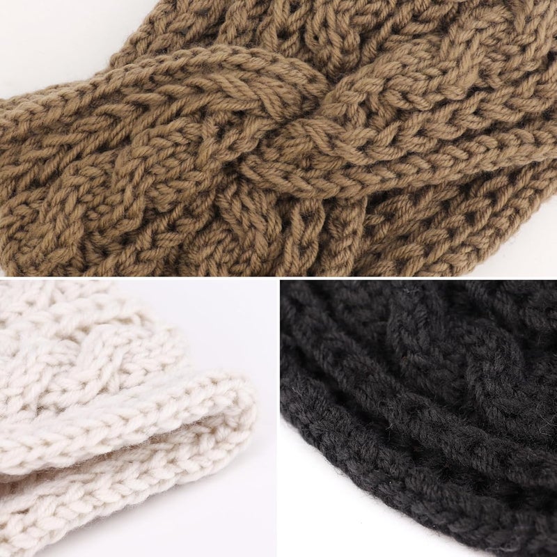 DRESHOW Winter Knit Chunky Headbands for Women Crochet Turban Knitted Ear Warmer Head Wrap Winter Accessories 4 Pack - Image 4