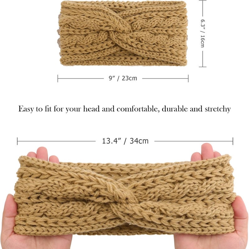 DRESHOW Winter Knit Chunky Headbands for Women Crochet Turban Knitted Ear Warmer Head Wrap Winter Accessories 4 Pack - Image 5